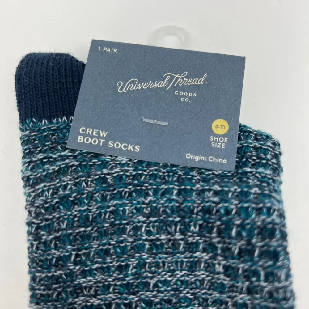 Universal Thread Women's Textured Blue Crew Boot Socks - 1 Pair - NWT